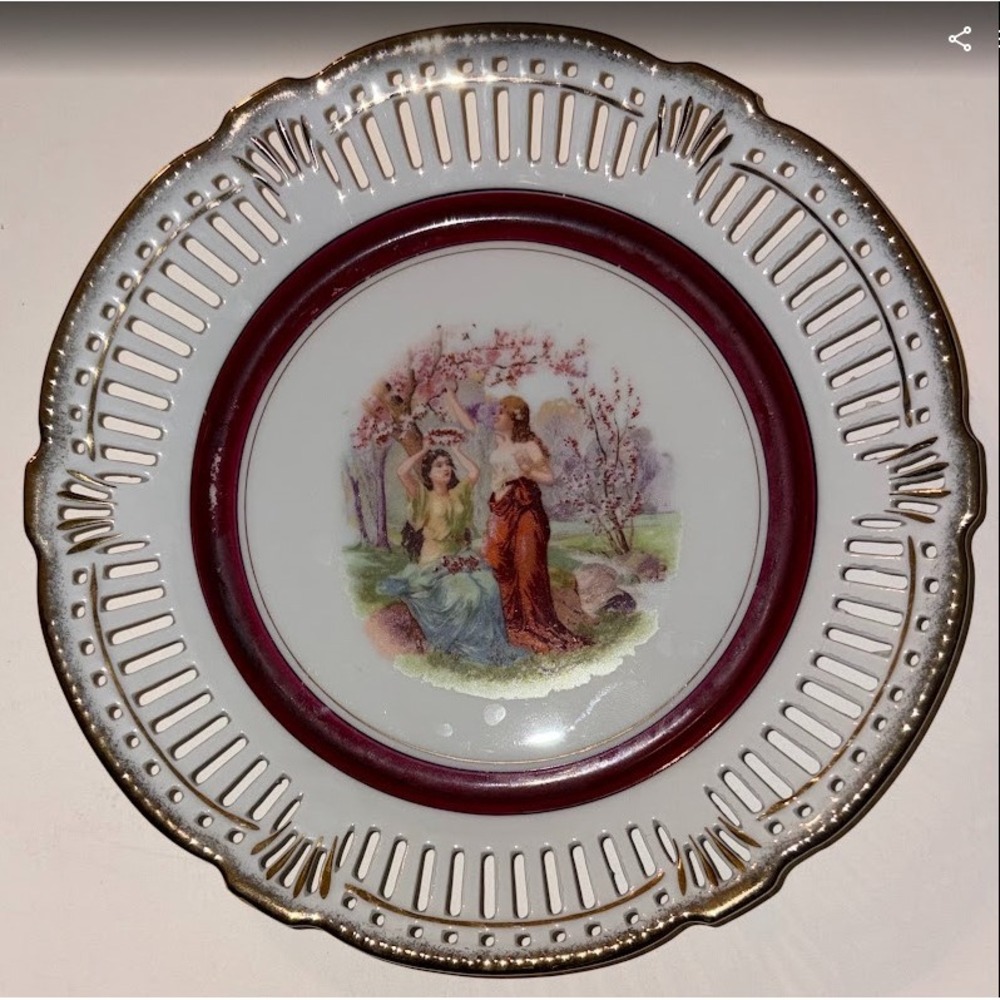 Vintage Schwarzenhammer Bavaria German Reticulated Cabinet Plate US Zone Germany
